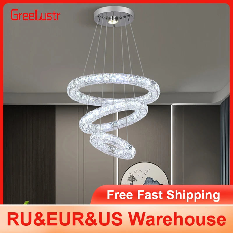 Modern Crystal Led Chandelier Lamp Luxury Decor Living Room Ceiling Lights Hanging Lighting Fixture Plafon Lustre Luminaire
