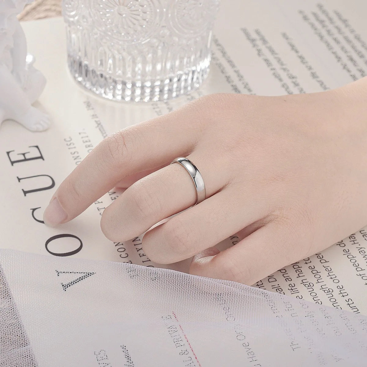 Gold Plated Couple's Wedding Ring - Minimalist Engagement Band Set