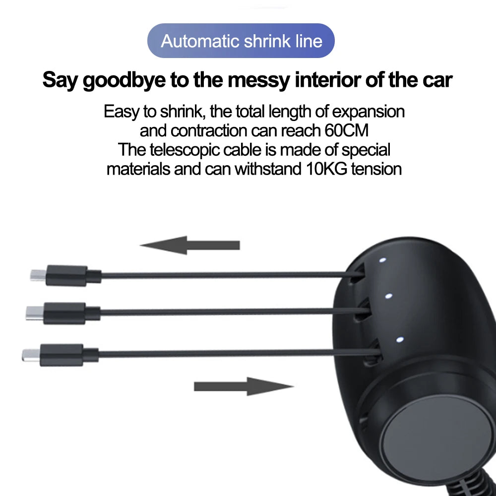 3-in-1 Retractable Backseat Car Charging Station