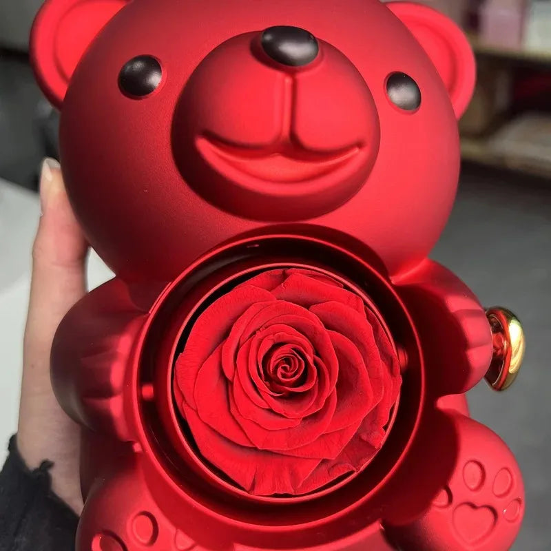 Eternal Rose Bear W/ Engraved Necklace