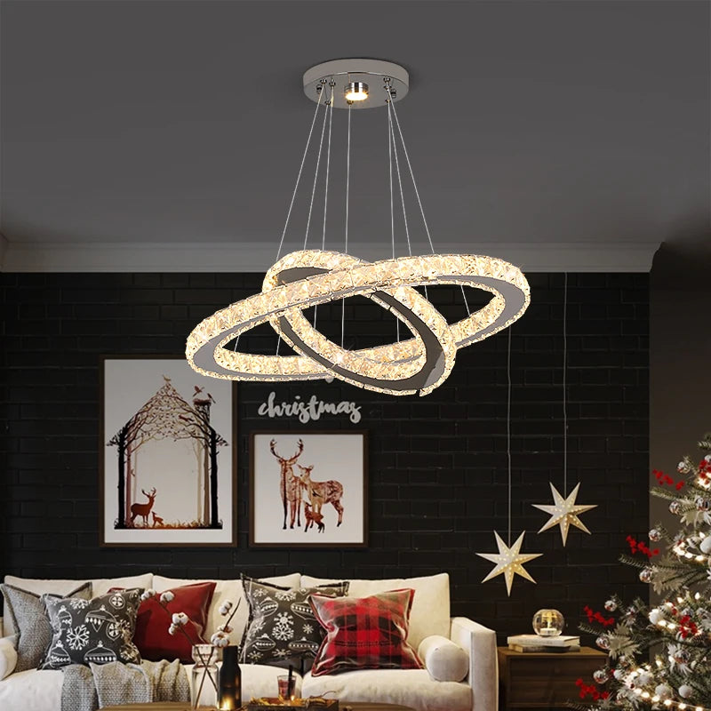 Modern Crystal Led Chandelier Lamp Luxury Decor Living Room Ceiling Lights Hanging Lighting Fixture Plafon Lustre Luminaire