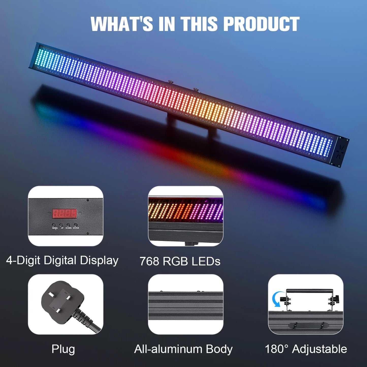 U'King 150W 768LEDs Pixel Wall Washer Light 150W RGB LED Stage Light Bar Commercial Lighting For Wedding Party KTV Bar