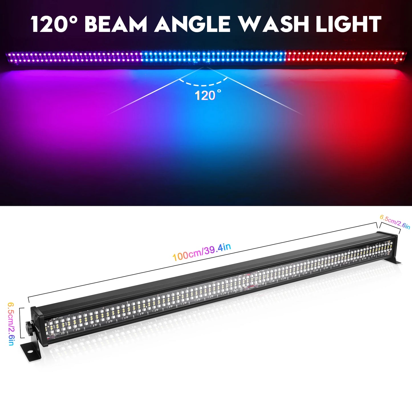 Yiflamefly 4Pcs 80W LED Wall Washer Light Bar 336LED SMD RGBW Stage Light 7000lm Outdoor Lighting For Party Yard Garden Building