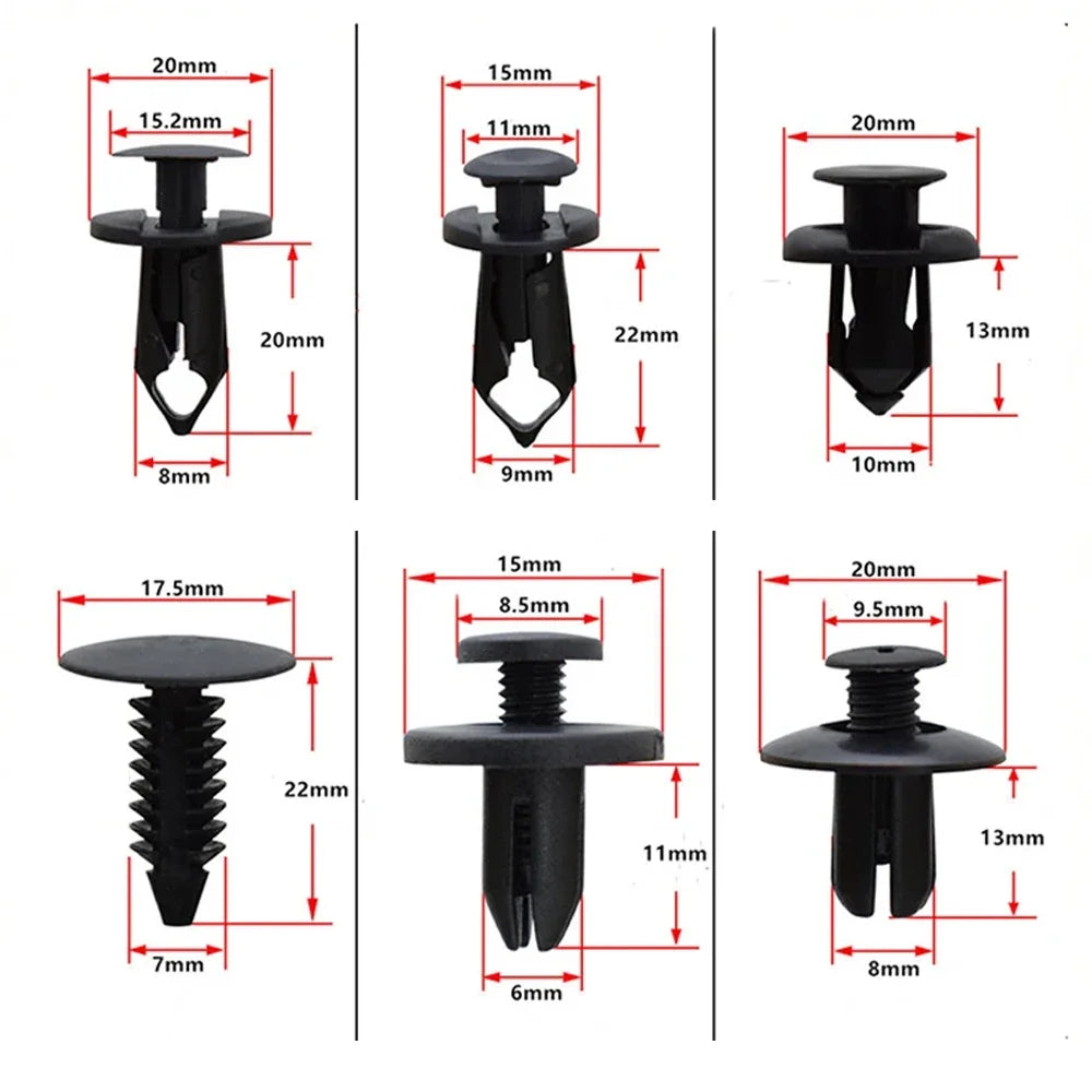 Car Retainer Clips - 190 Pcs, 6 Sizes, Auto Push Pin Rivets Clip Fasteners