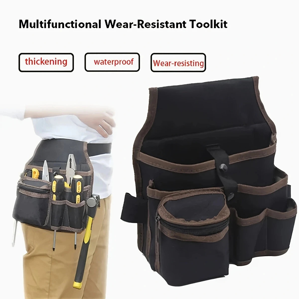 Hardware and electrician's tool bag, multi-purpose waist-hanging bag, maintenance bag, electrician's waist pack. One piece.