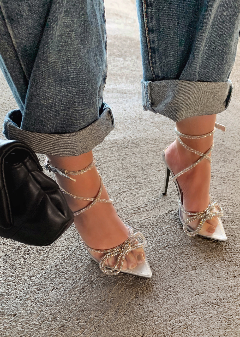 MORE SPARKLE BOW CLEAR HEELS