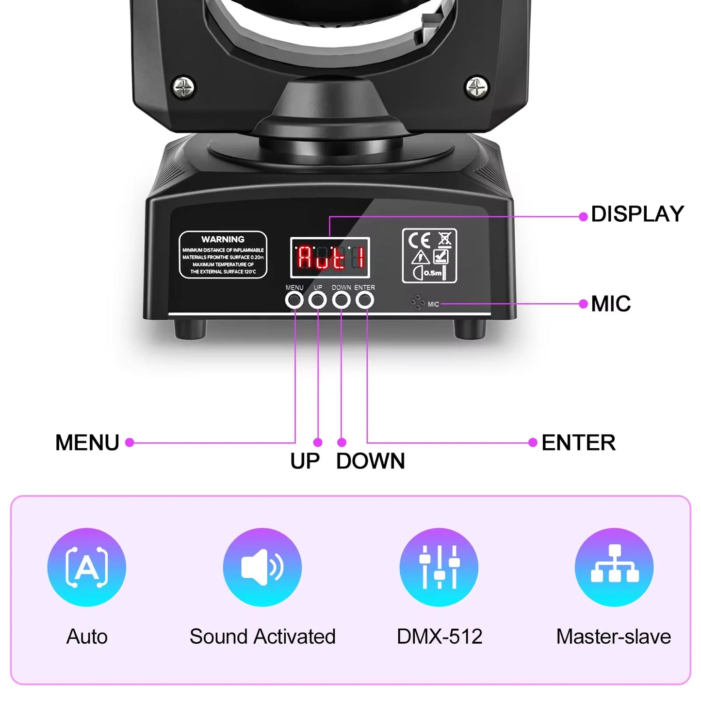 Yiflamefly 2Pcs 30W RGB LED Beam Moving Head Lights Black Stage Lights DMX DJ LightsFor Wedding Party Live Show Stage Lighting