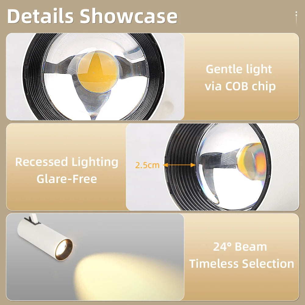 Dimmable Led Track Light 180V-260V Spotlight 20W Ceiling Spot Led Indoor Rail Lighting for Living Room Decor Aluminum Track Lamp