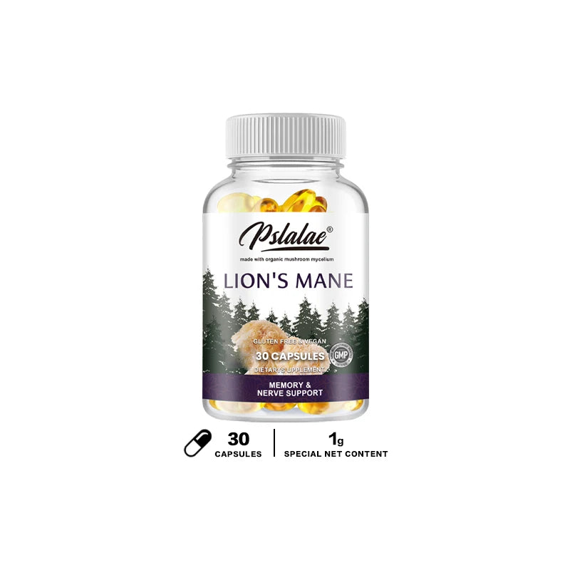 Premium Lion's Mane Capsules, Promotes Mental Clarity, Focus and Memory, Mushroom Supplement, Original Flavor Non-GMO