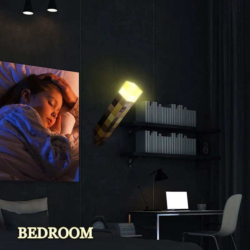 Brownstone Torch LED Night Light | USB Charging Desk Light | Game Room Bedroom Decoration Lamp | Kids Birthday Gift Toy Lamp