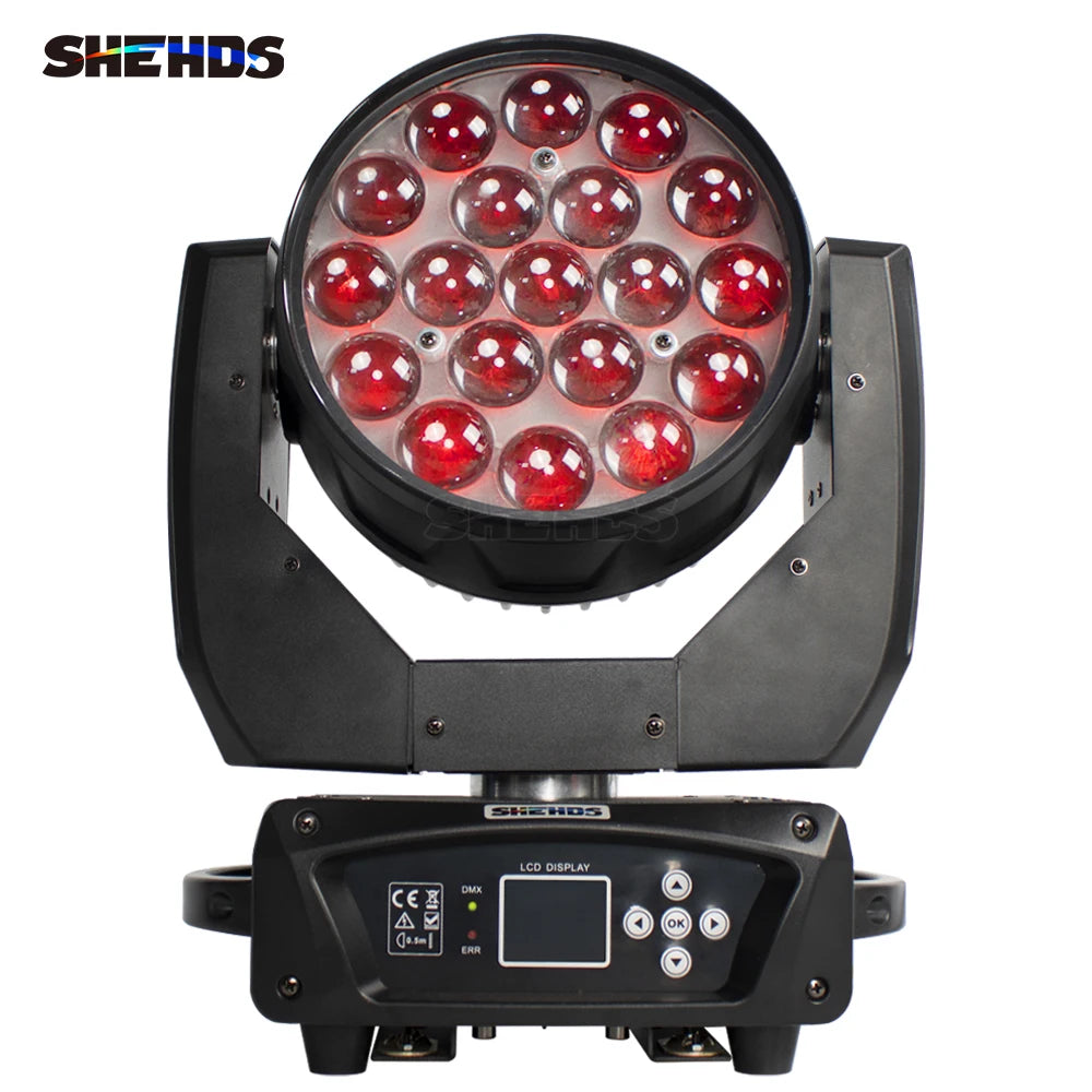 SHEHDS New Upgrade LED Beam+Wash 19x15W / 6x15W RGBW Zoom Lighting DXM for DJ Disco Bar Party Christmas Lights Equipment