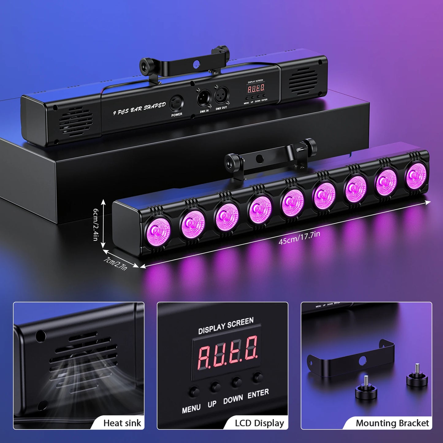 2/4PCS RGBW Long Strips LED Wall Wash Lamp Stage Dyeing Lights DJ Bar Strobe Light Stage Effect Lighting Projector for Party