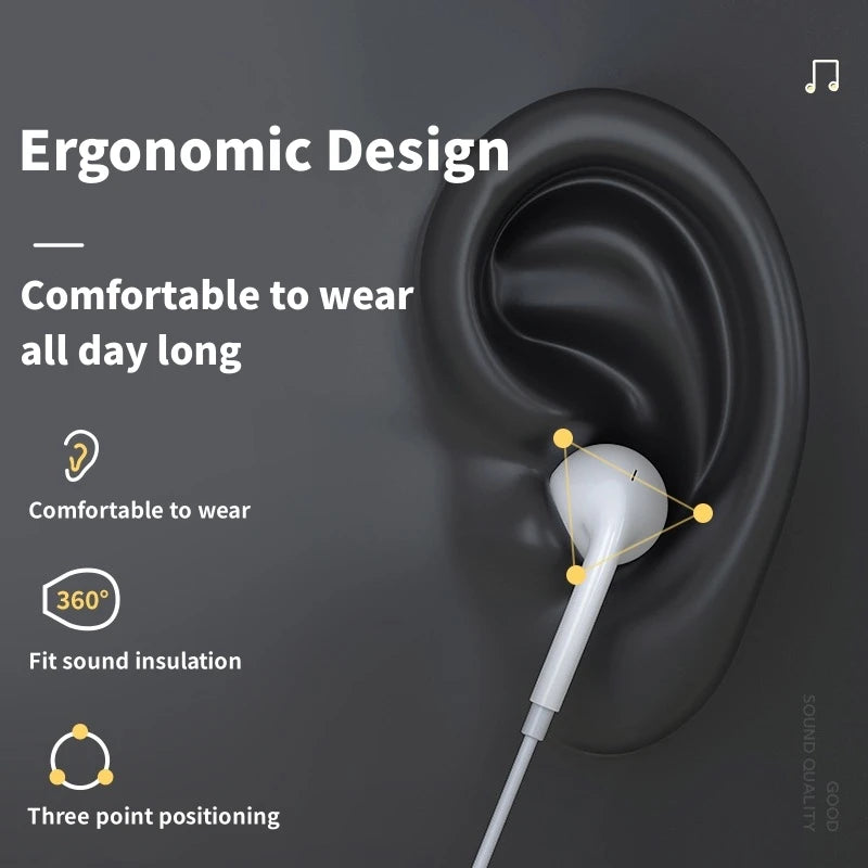 Original Headphones For Xiaomi 15 14 13 12 11 10 Pro Redmi Note K50 Samsung Huawei TypeC Wired Earphone 3.5mm AUX In-Ear Earbuds