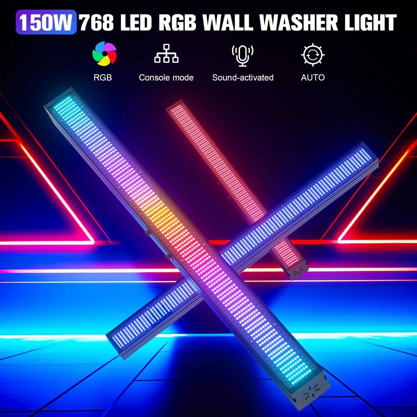 U'King 150W 768LEDs Pixel Wall Washer Light 150W RGB LED Stage Light Bar Commercial Lighting For Wedding Party KTV Bar