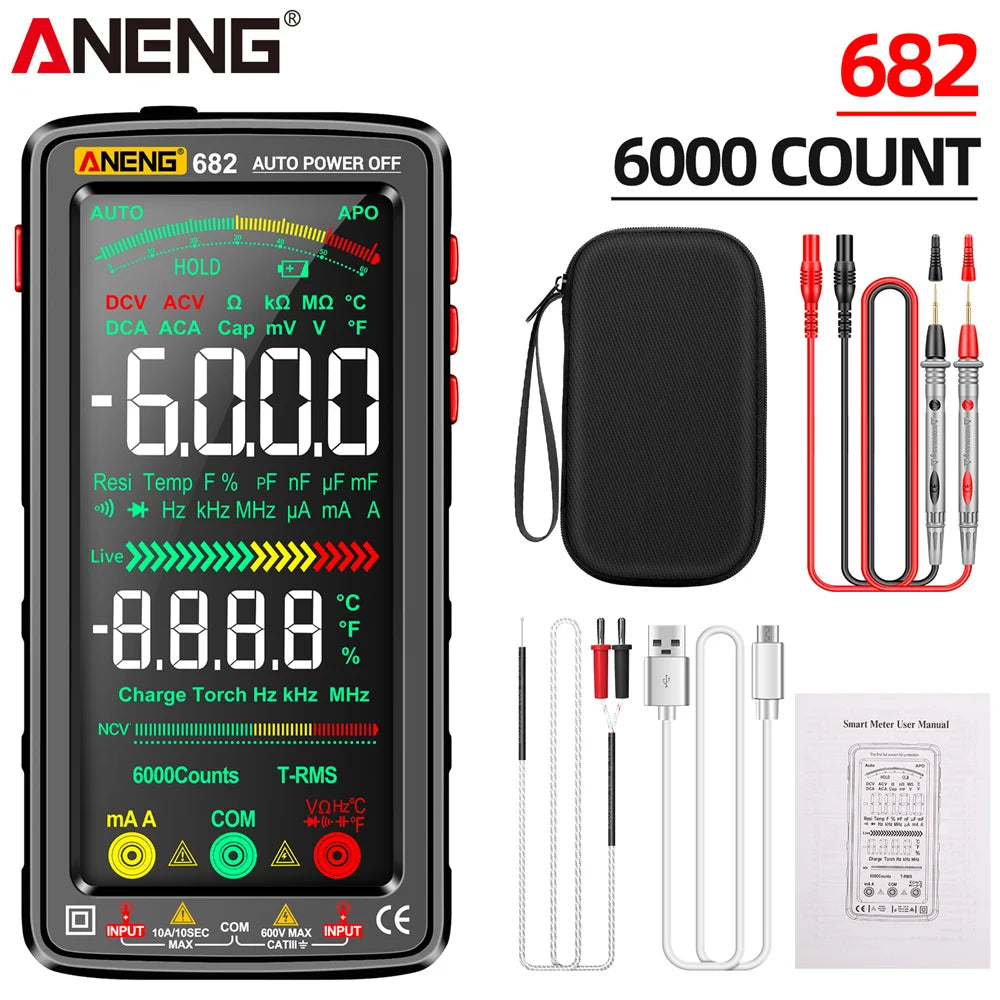 ANENG 681/682/683 Pro 6000 Count Rechargable Digital Multimeter Non-contact Voltage Tester Current Meter Electric Measuring Tool