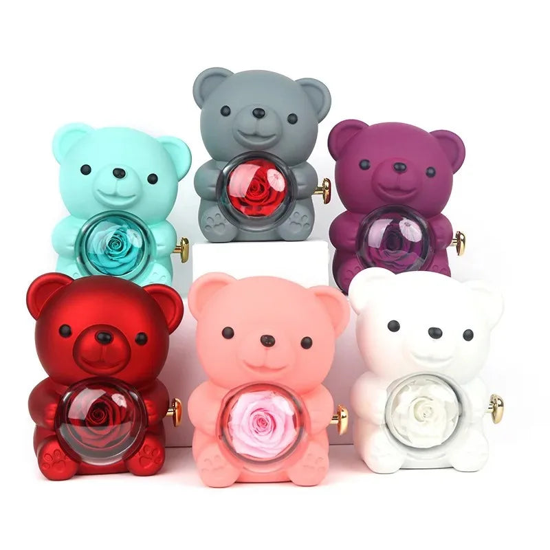 Eternal Rose Bear W/ Engraved Necklace