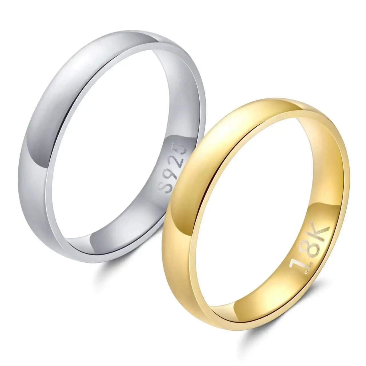 Gold Plated Couple's Wedding Ring - Minimalist Engagement Band Set