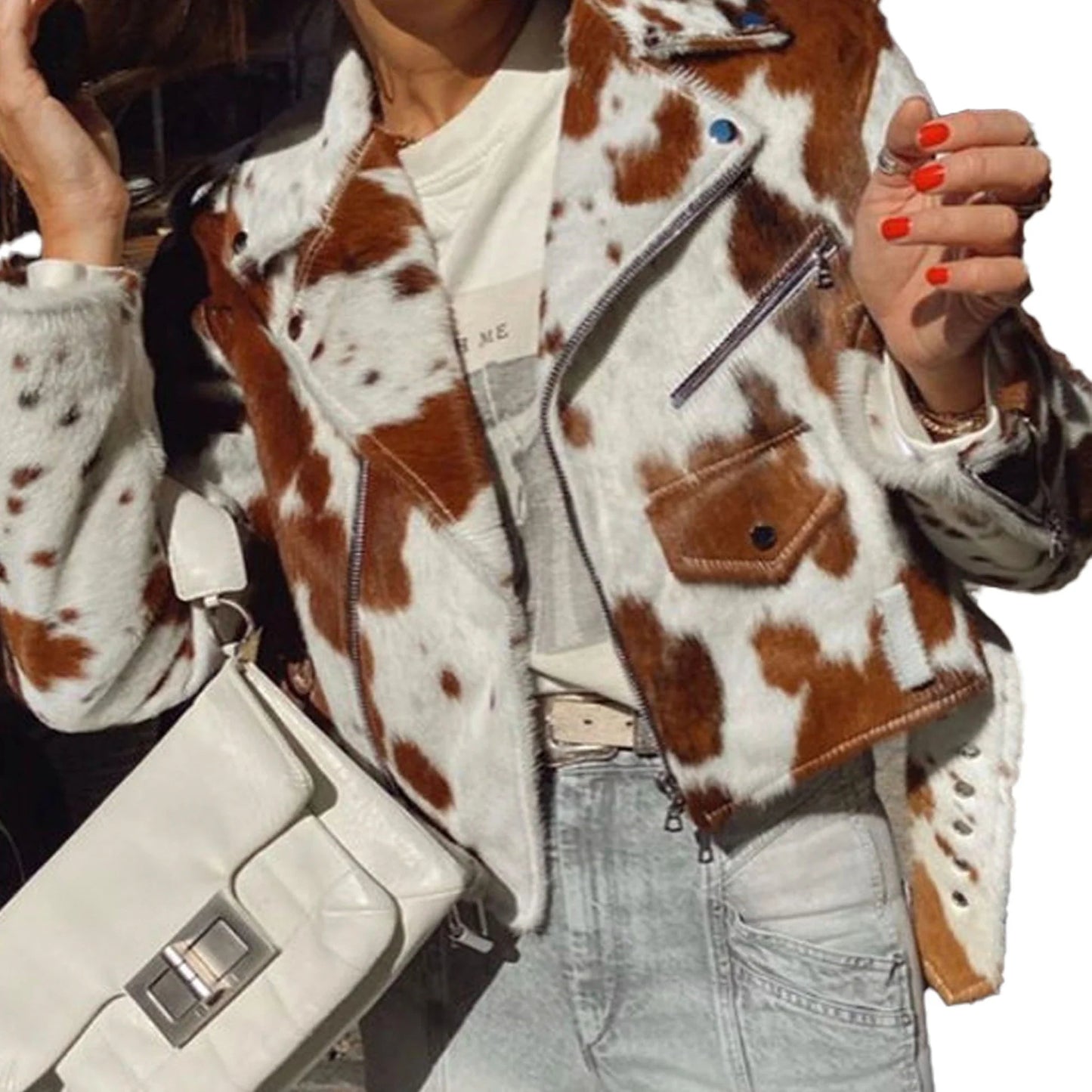 Women's Cow Hide Jacket, Genuine Leather Outerwear, Stylish & Warm Winter Fashion, Perfect Gift for Her