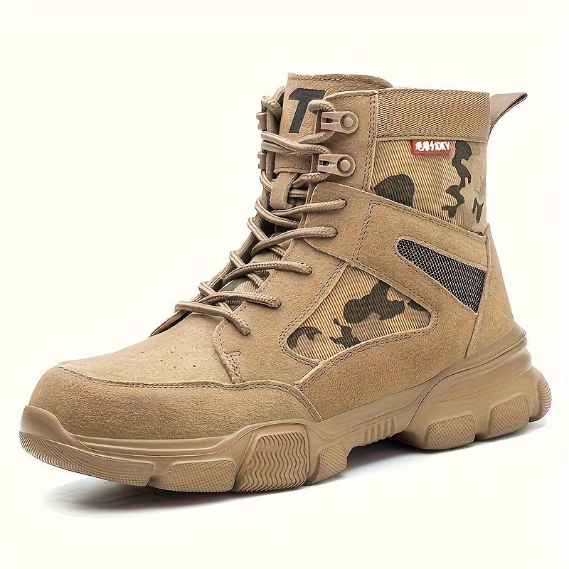 Men's Heavy-Duty Anti-Puncture Safety Work Boots - Slip-Resistant, Industrial Shoes with Steel Toe Cap, Lace-Up Closure, Non-Puncture Outsole - for Construction, Manufacturing, Warehouse - Black, Shoes for Work, Construction