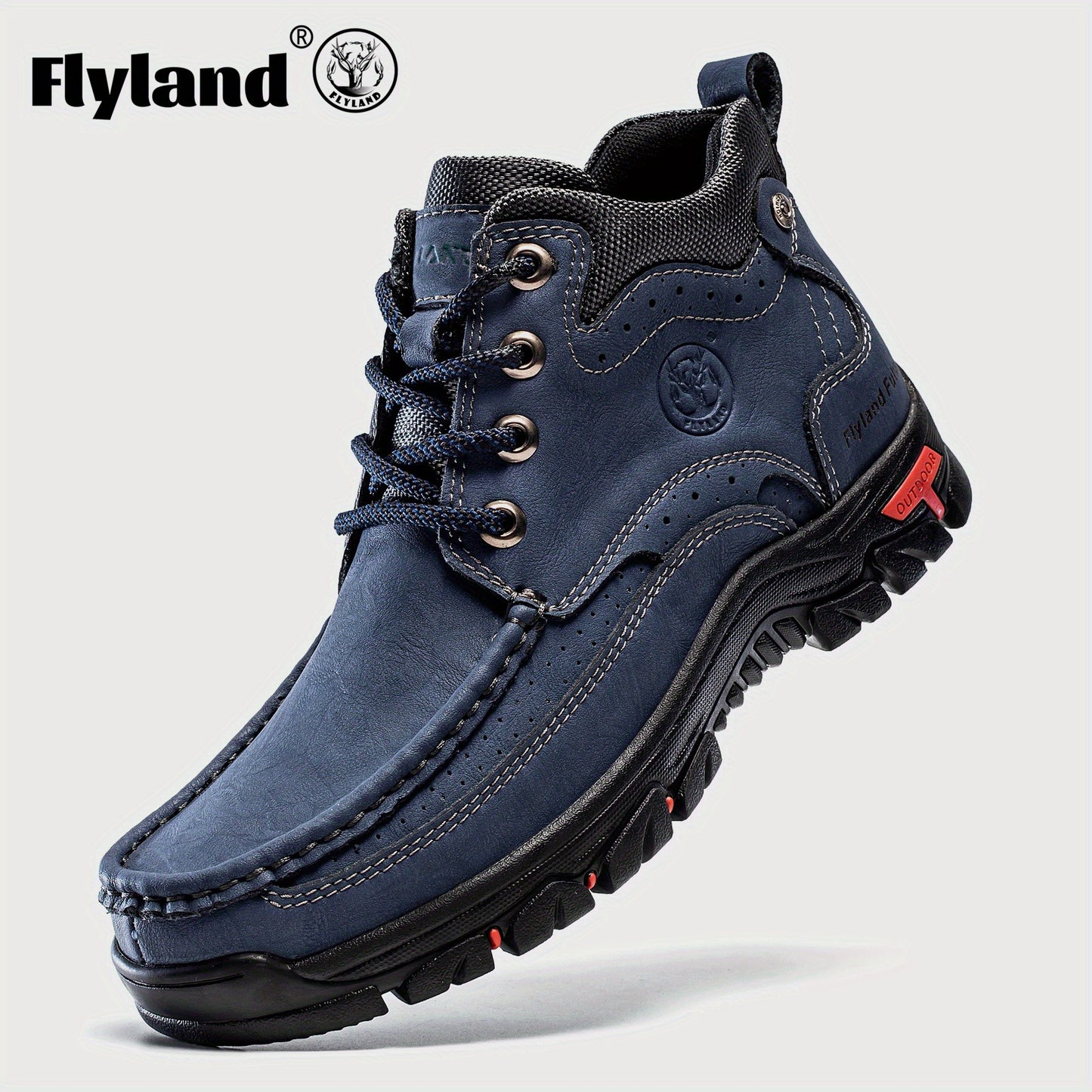 1pair FLYLAND Vintage Genuine Faux Leather Men'S Chukka Boots - Casual Polka Dot Ankle Booties with Rubber Sole for Work, Office, and Daily Wear