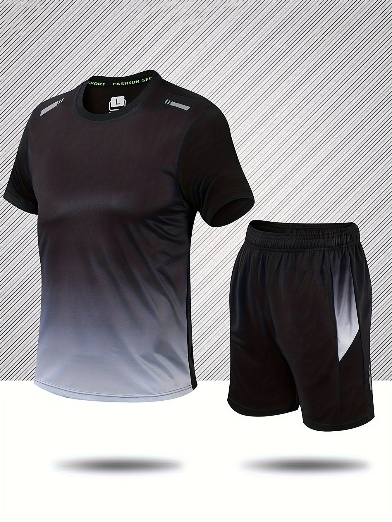 12pcs Men's Gradient Short Sleeved Shorts Set, Gifts, Halloween Gifts, Christmas Gifts, Summer Casual Sports Quick Drying Set, Suitable for Basketball, Running, Fitness And Outdoor Activities, Suitable for Multiple Scenarios