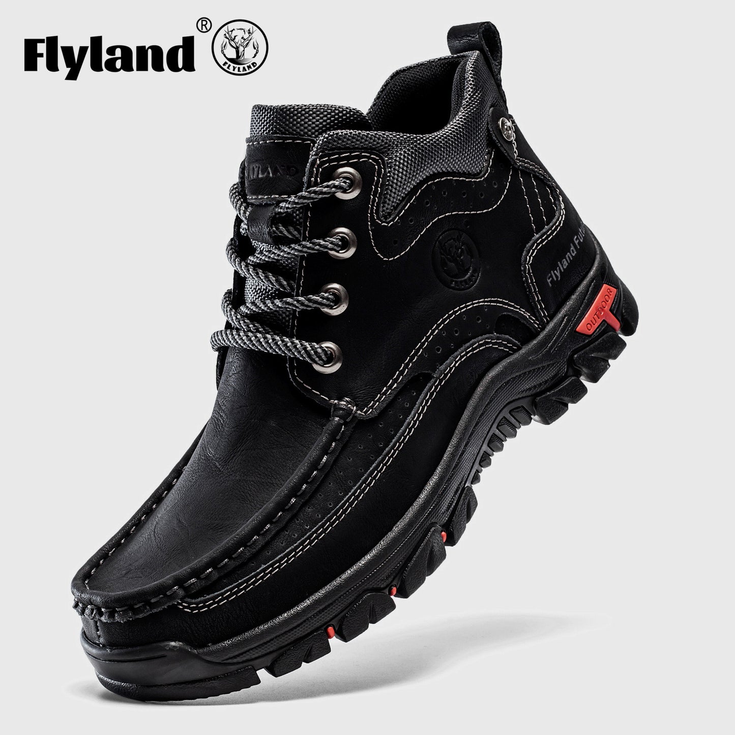 1pair FLYLAND Vintage Genuine Faux Leather Men'S Chukka Boots - Casual Polka Dot Ankle Booties with Rubber Sole for Work, Office, and Daily Wear