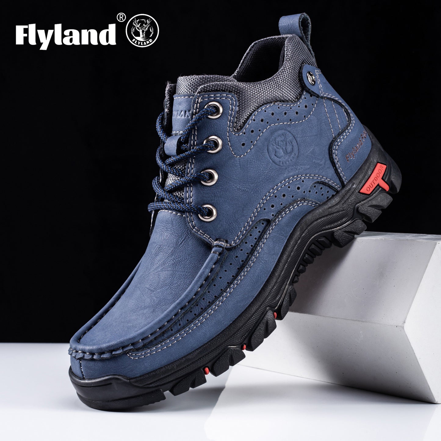 1pair FLYLAND Vintage Genuine Faux Leather Men'S Chukka Boots - Casual Polka Dot Ankle Booties with Rubber Sole for Work, Office, and Daily Wear