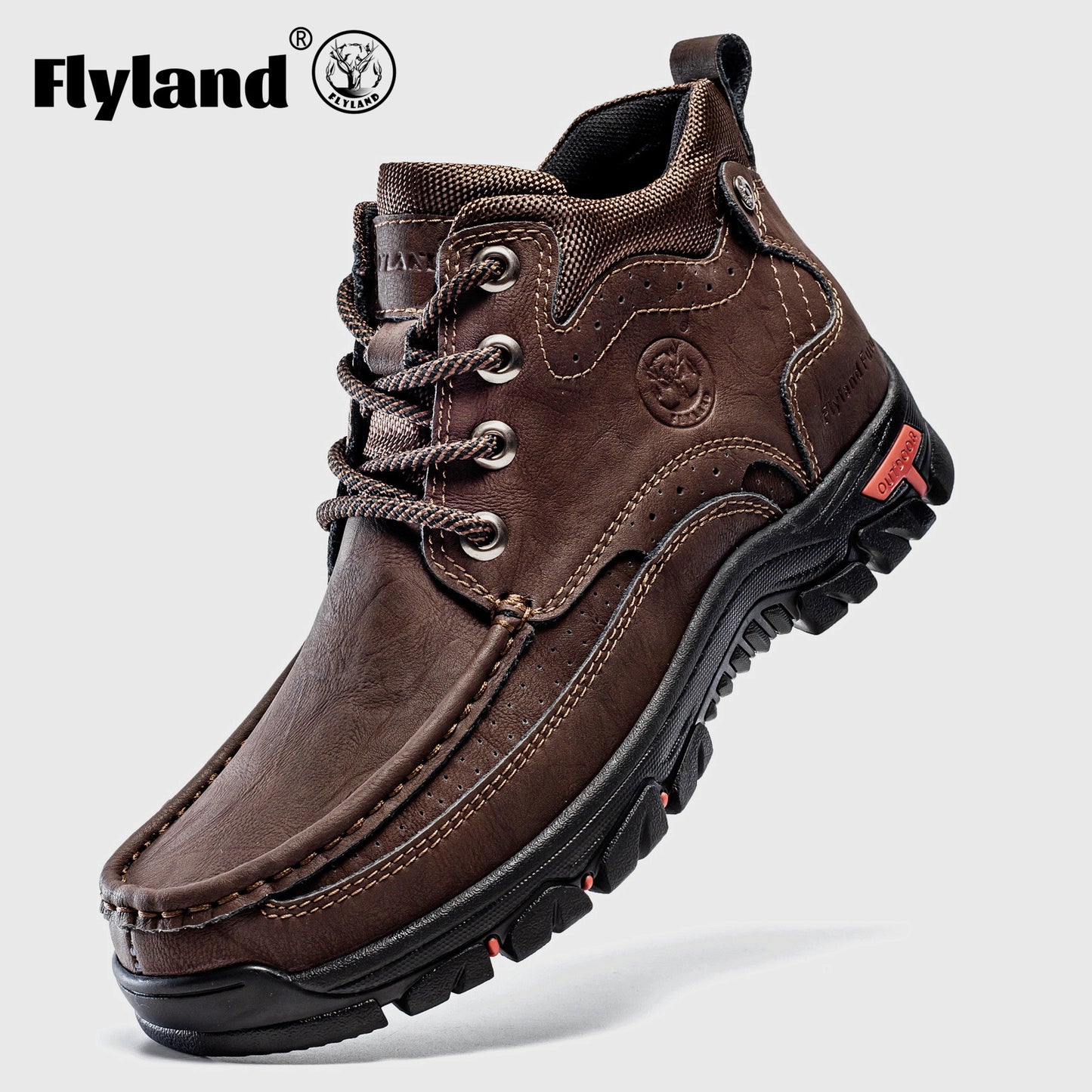 1pair FLYLAND Vintage Genuine Faux Leather Men'S Chukka Boots - Casual Polka Dot Ankle Booties with Rubber Sole for Work, Office, and Daily Wear