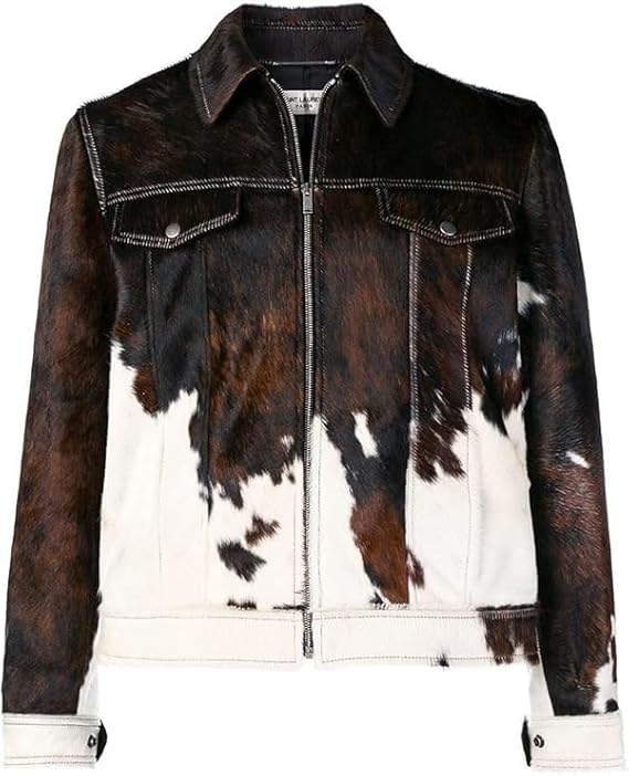 Men's Cowhide Hair-on Jacket, Cow Print