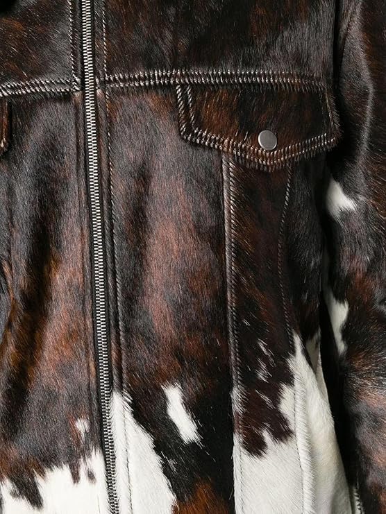 Men's Cowhide Hair-on Jacket, Cow Print