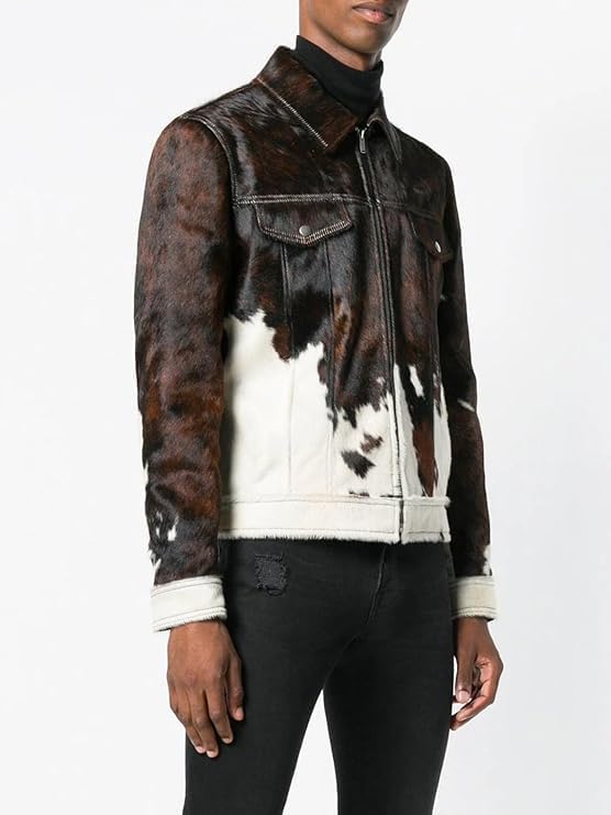 Men's Cowhide Hair-on Jacket, Cow Print