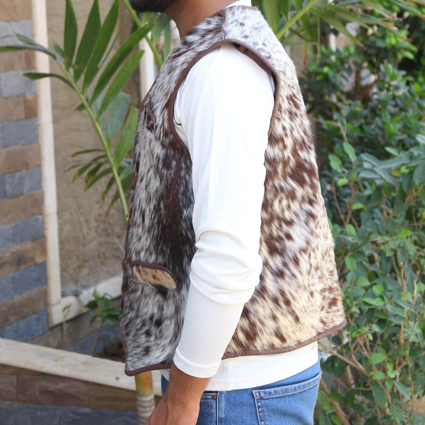 Men's Cowhide Vest Men's Real Real Hair On Cow Skin waistcoat
