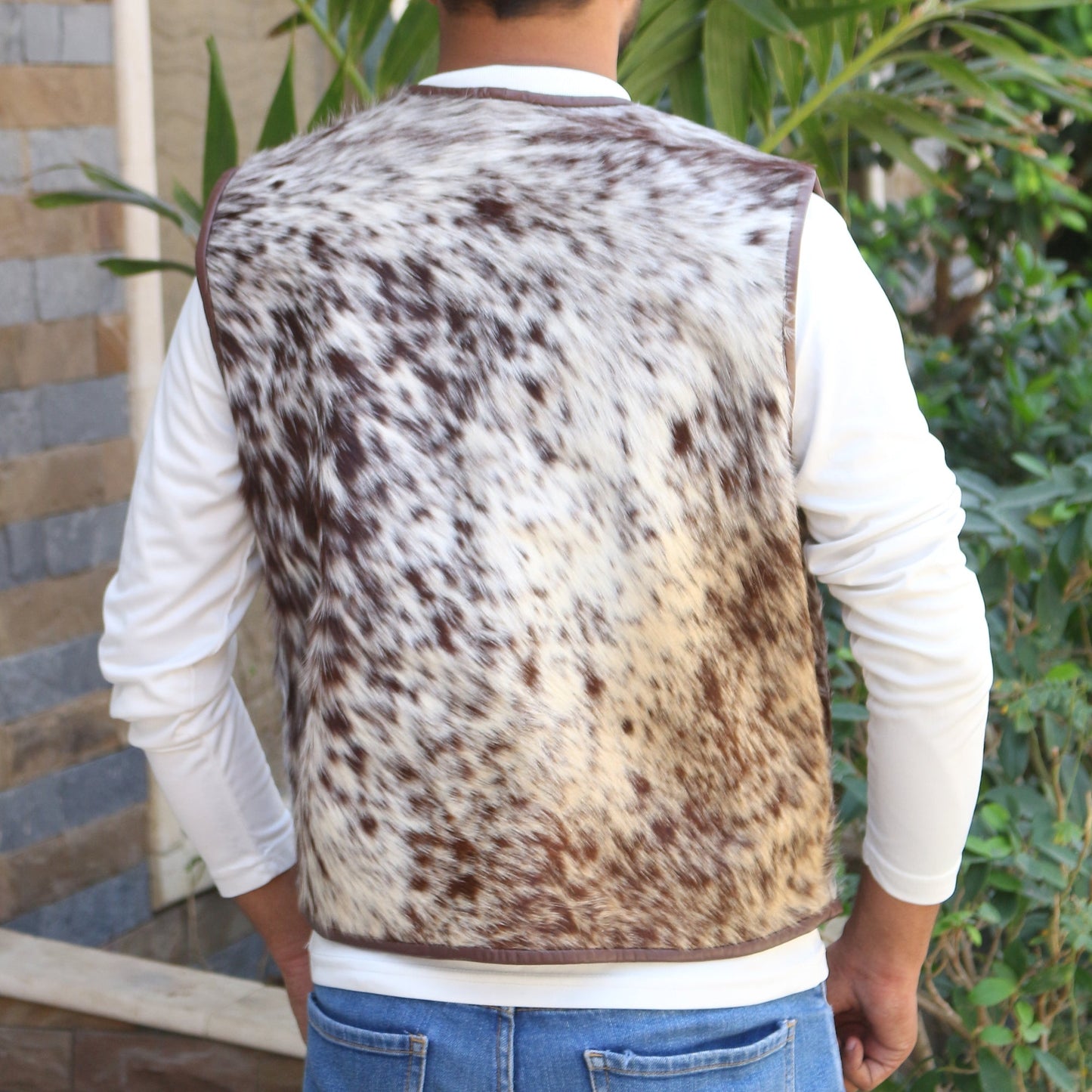 Men's Cowhide Vest Men's Real Real Hair On Cow Skin waistcoat