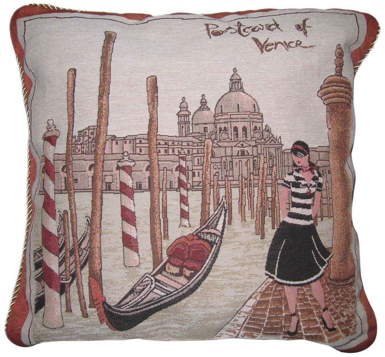 DaDa Bedding Postcard of Venice Italy Elegant Throw Pillow Cushion Cover, 18" 1-Piece
