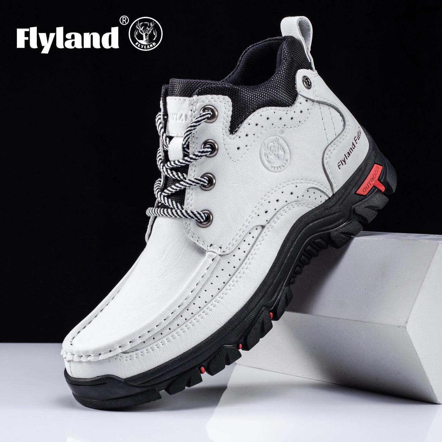 1pair FLYLAND Vintage Genuine Faux Leather Men'S Chukka Boots - Casual Polka Dot Ankle Booties with Rubber Sole for Work, Office, and Daily Wear