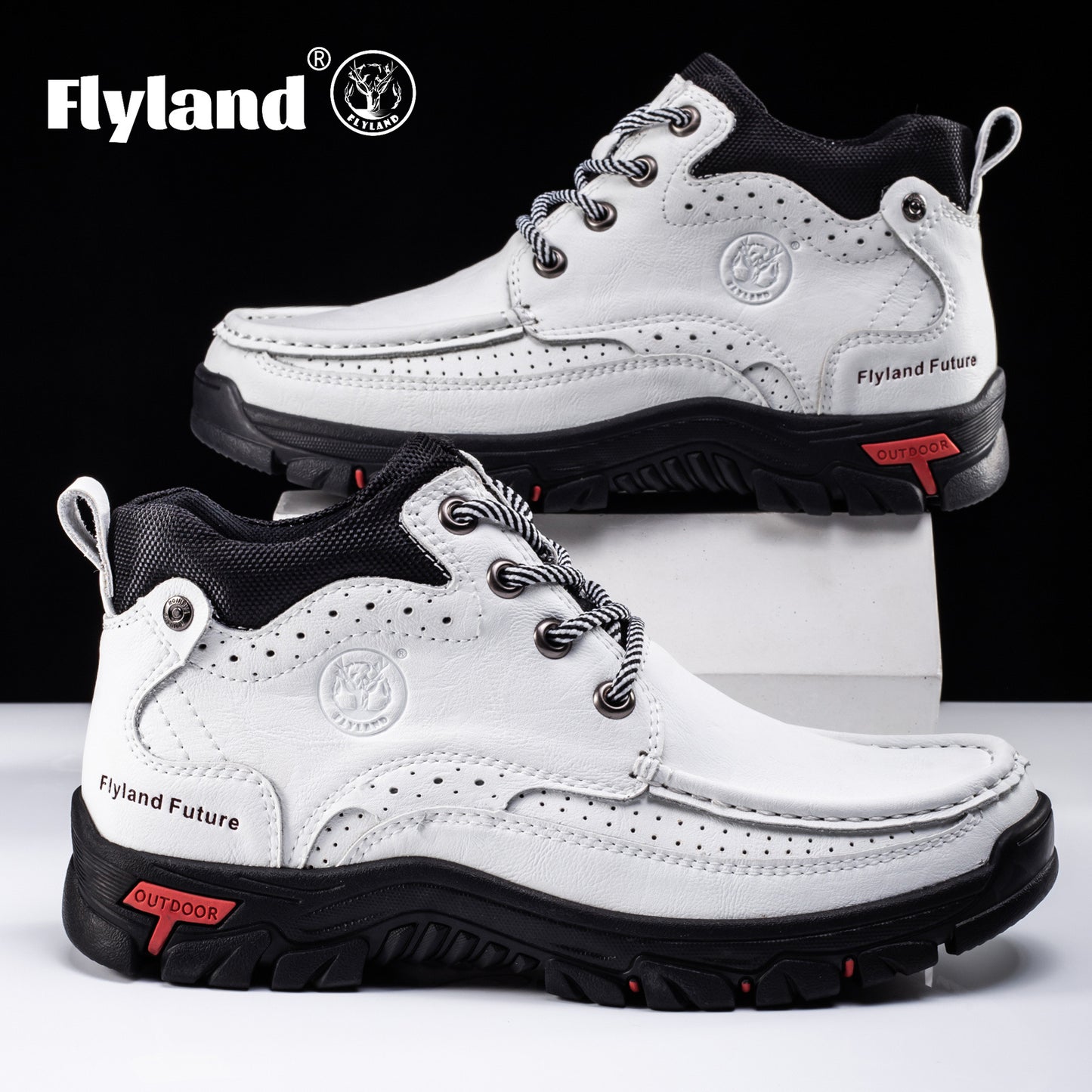 1pair FLYLAND Vintage Genuine Faux Leather Men'S Chukka Boots - Casual Polka Dot Ankle Booties with Rubber Sole for Work, Office, and Daily Wear