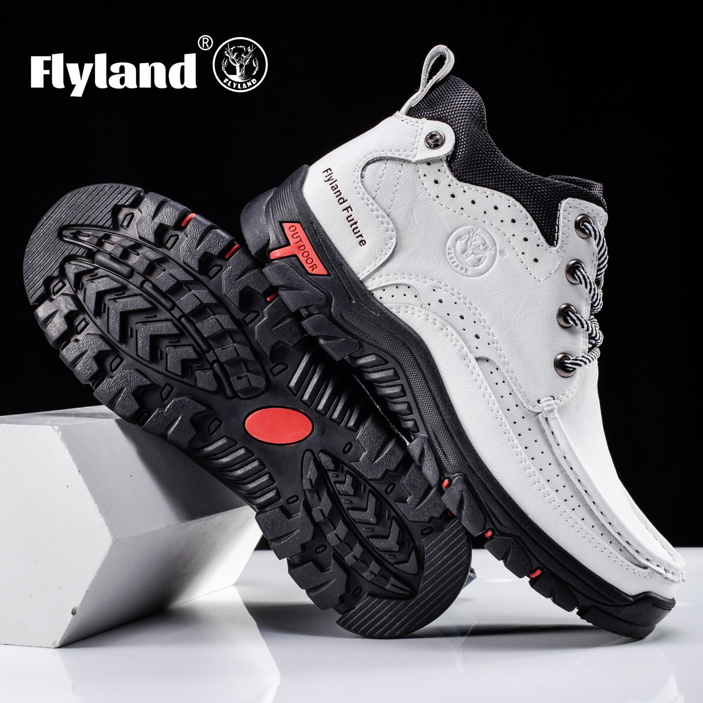 1pair FLYLAND Vintage Genuine Faux Leather Men'S Chukka Boots - Casual Polka Dot Ankle Booties with Rubber Sole for Work, Office, and Daily Wear