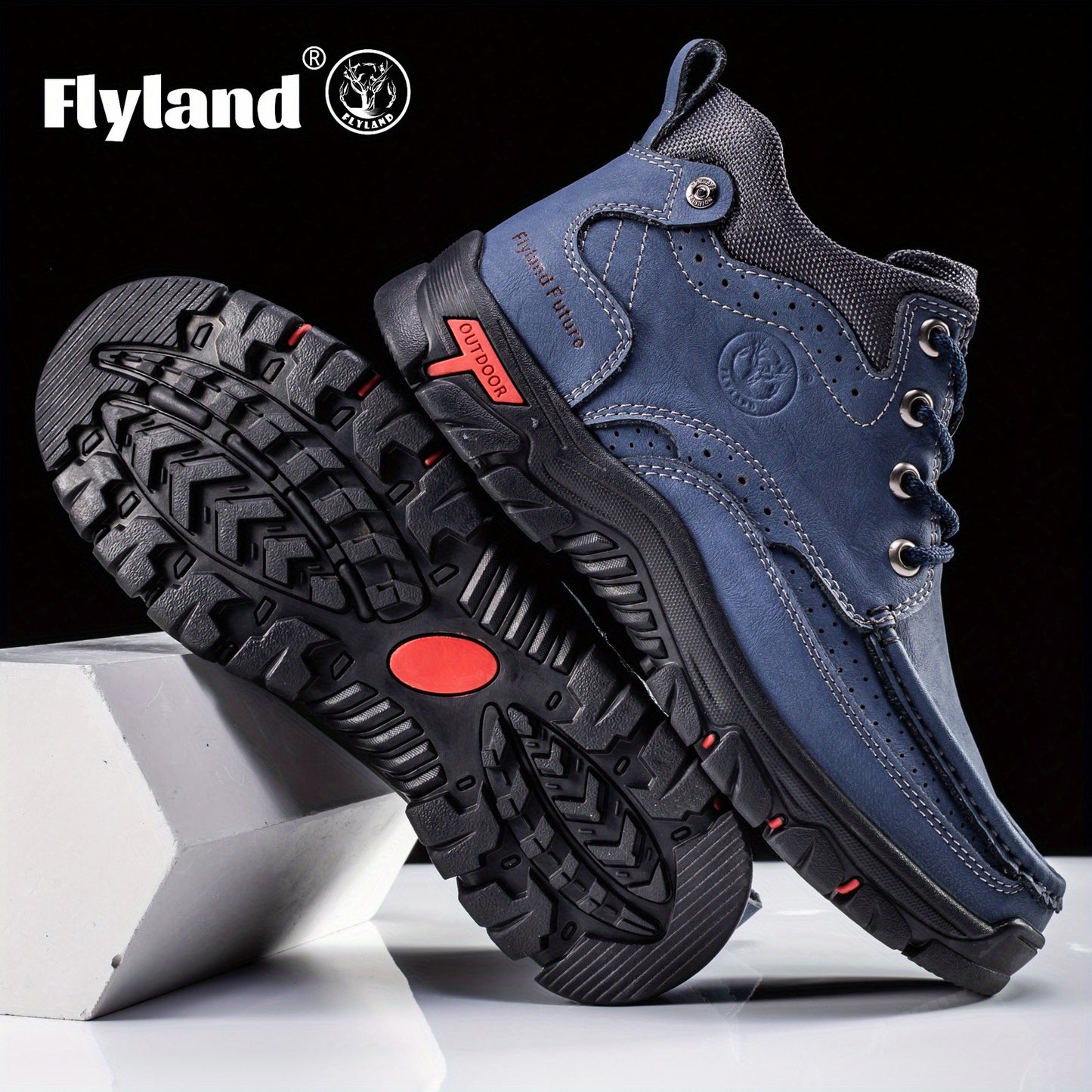 1pair FLYLAND Vintage Genuine Faux Leather Men'S Chukka Boots - Casual Polka Dot Ankle Booties with Rubber Sole for Work, Office, and Daily Wear