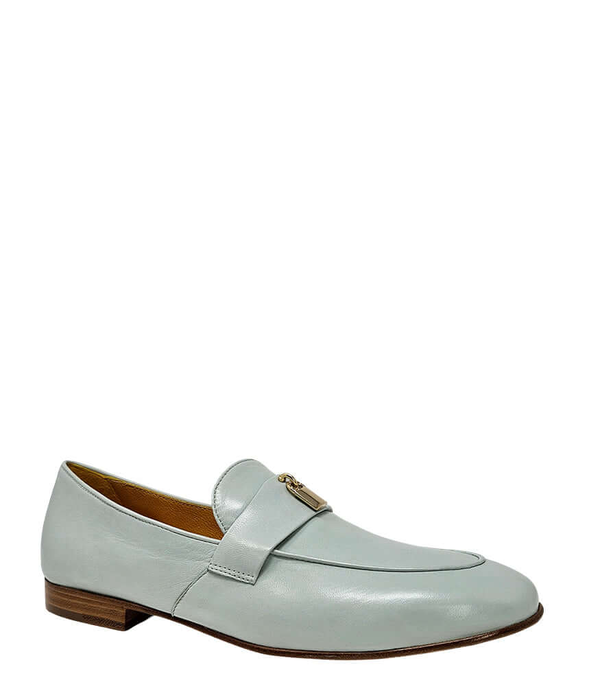 Seafoam Leather Lock Flat Loafer
