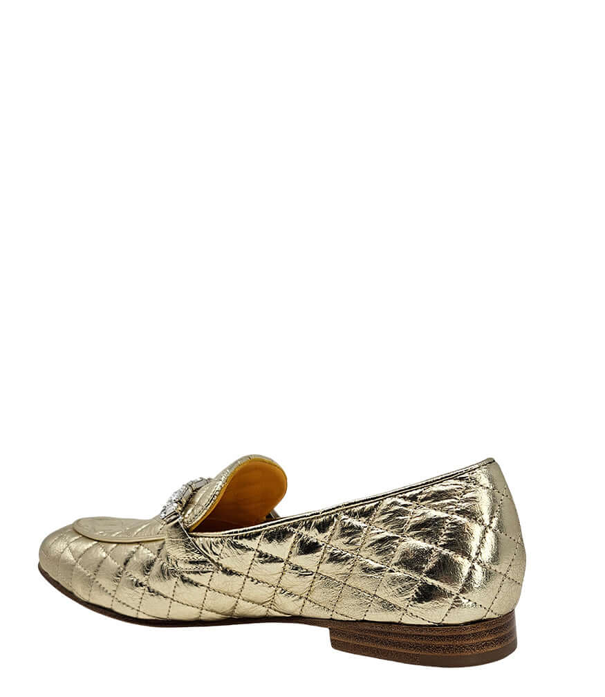 Gold Quilted Flat Loafer