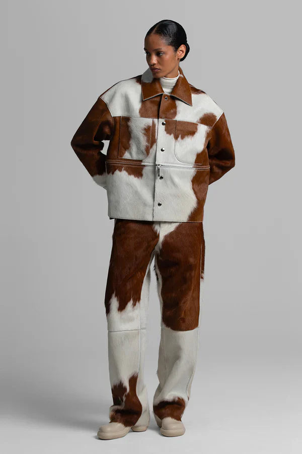 Women Cropped Cow Print Jacket & Pant – Genuine Hair-On Pony Hair