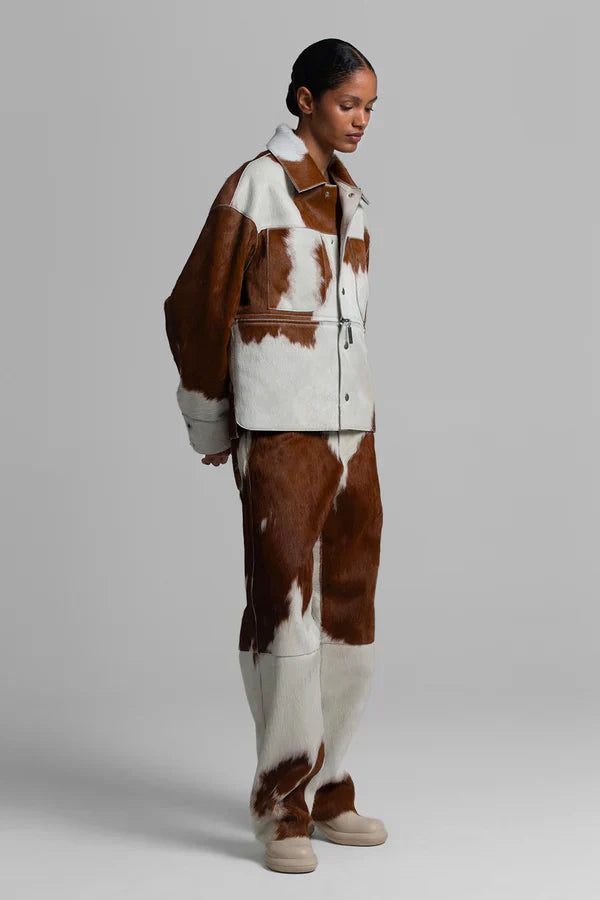 Women Cropped Cow Print Jacket & Pant – Genuine Hair-On Pony Hair