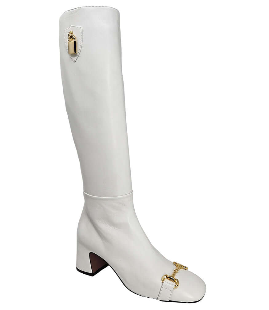 White Tall Lock Boot