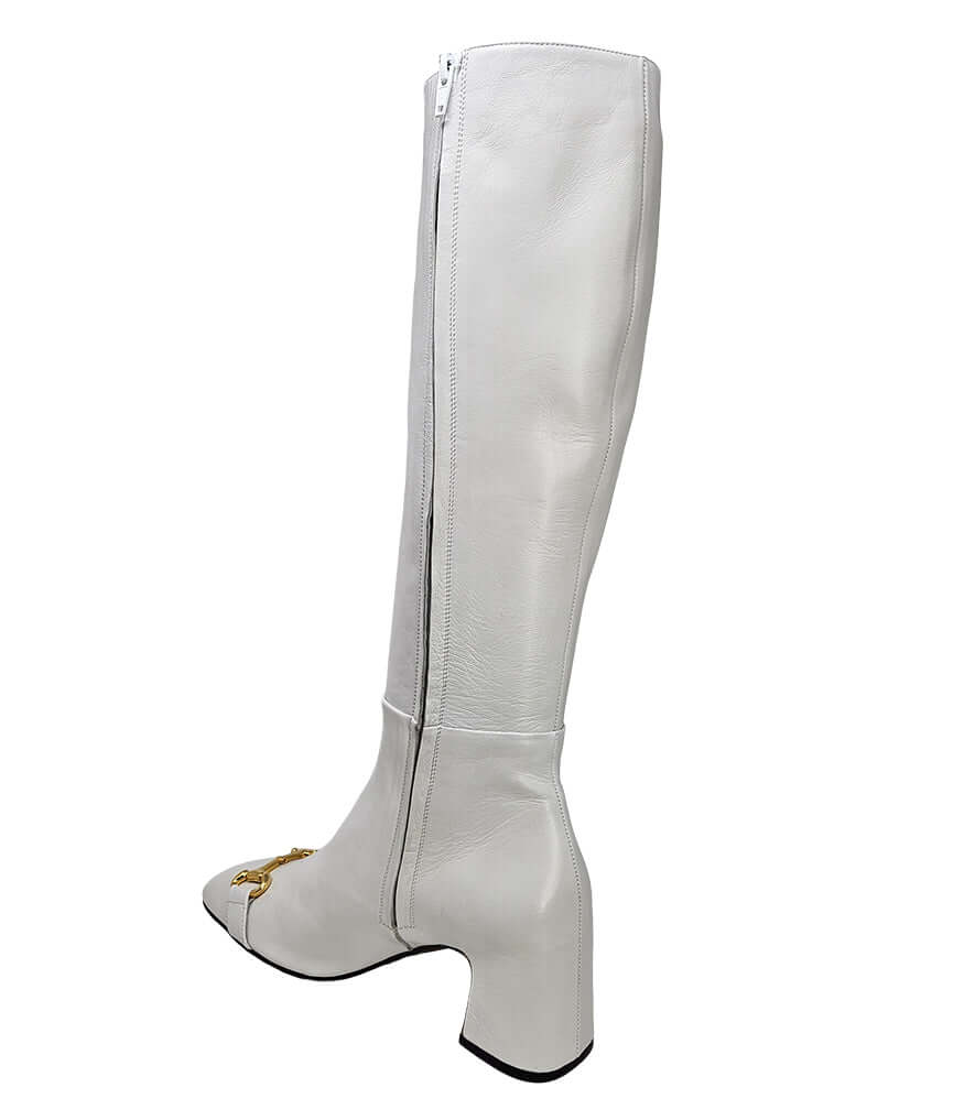 White Tall Lock Boot