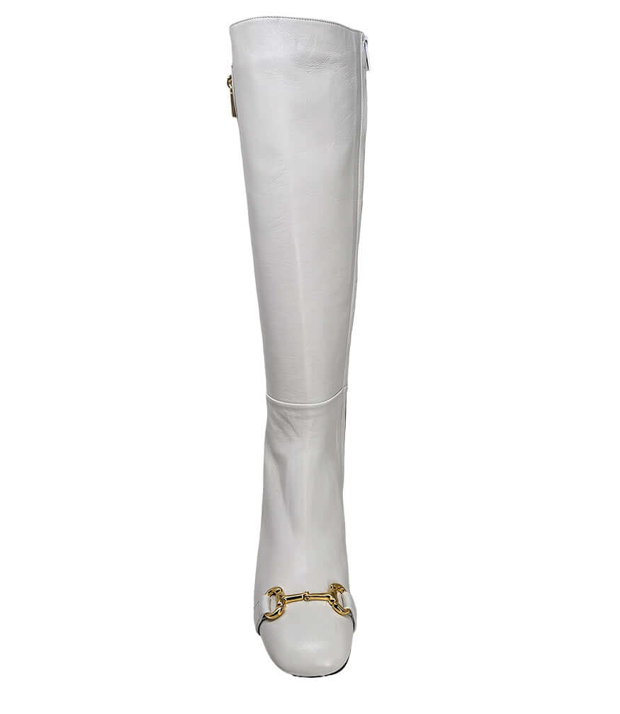 White Tall Lock Boot