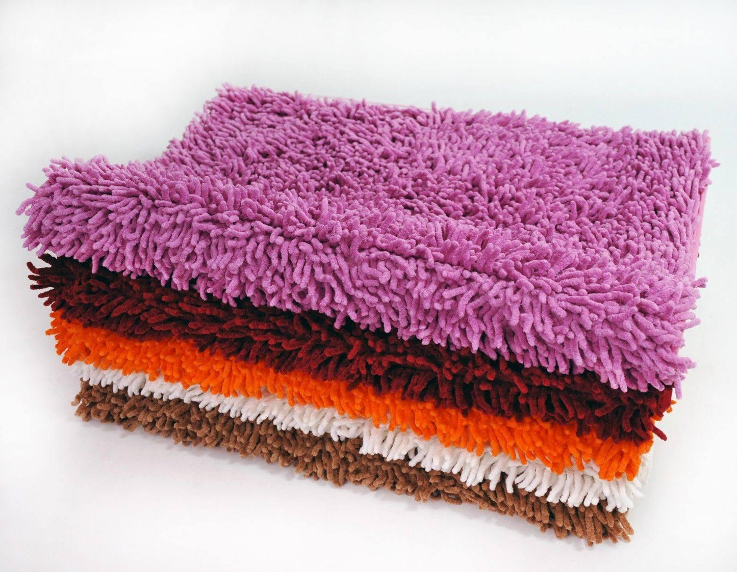 DaDa Bedding Fuchsia Magenta Pink Shaggy Soft Chenille Noodle Carpet Rug Bath Mat