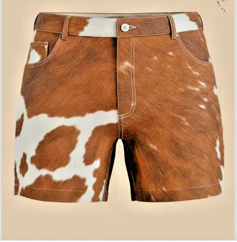 New Men's Natural Leather Shorts Genuine Soft Cowhide Causal Wear Shorts Pant