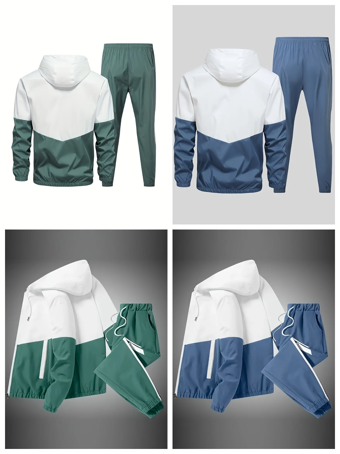 4pcs Set, New Men'S Hooded Casual Sports Suit - Versatile 2pcss Long-sleeved Jacket + 2pcss Breathable And Comfortable Drawstring Stretch Pants, Machine Washable - Ideal For Spring And Autumn, Outdoor, And Travel