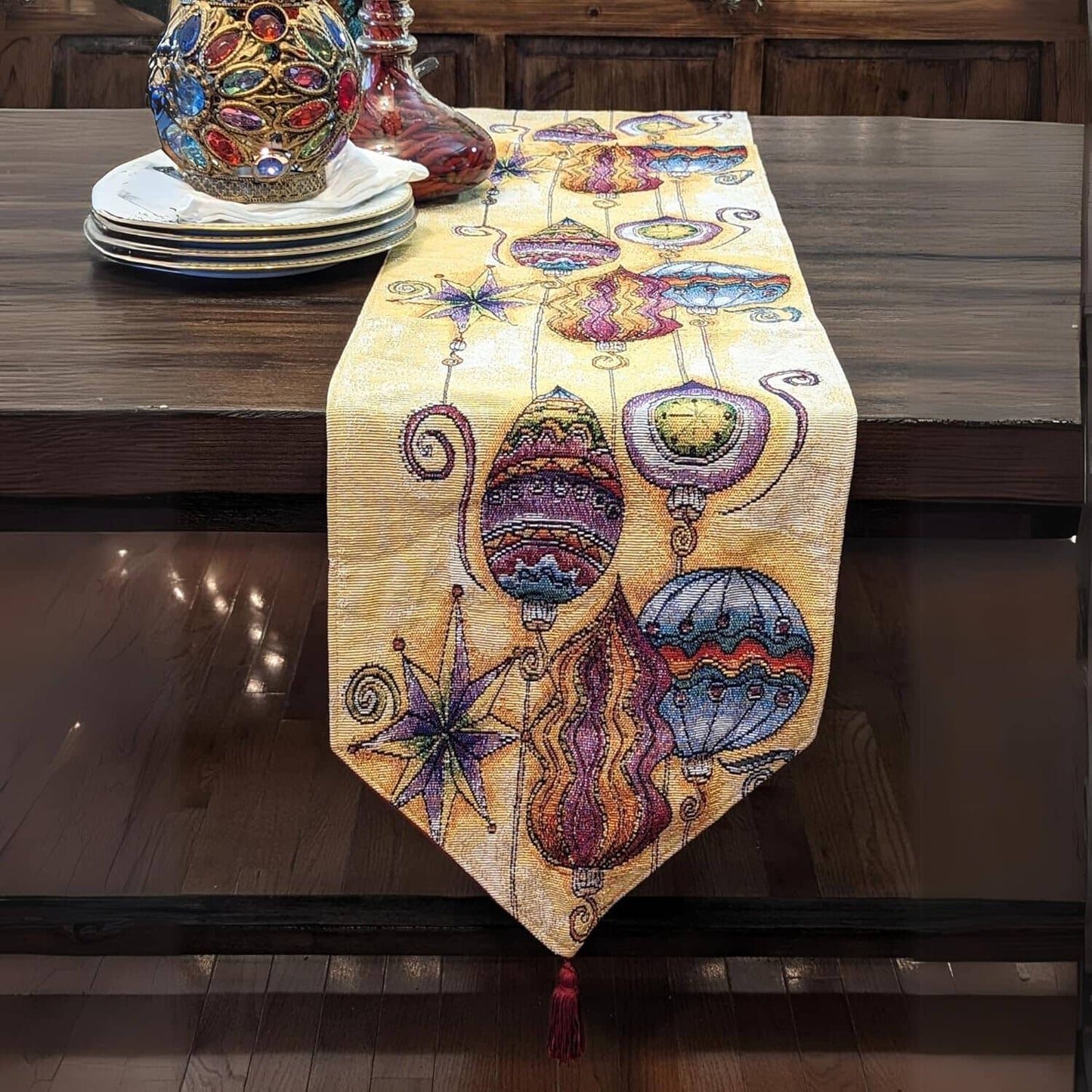 DaDa Bedding Bohemian Ornaments Colorful Holiday Lanterns Tapestry Dining Table Runner (14916)