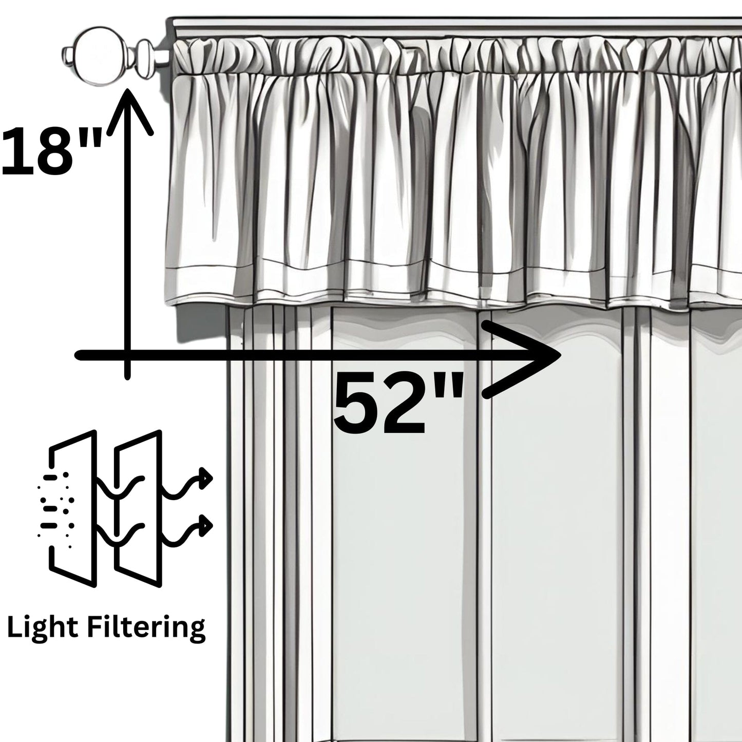 DaDa Bedding Dainty Floral Garden Pastel Roses Cottage Window Curtain Valance - 18" x 52" (3036)